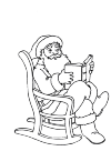 Santa Claus sits reading a book in his rocking chair